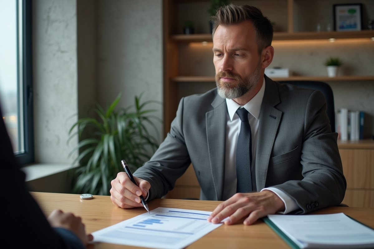 Agent bancaire vérifie un rapport de crédit