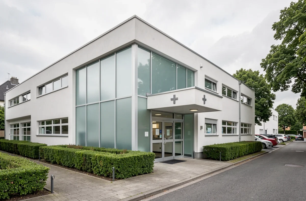 Façade d'une clinique privée moderne représentant l'immobilier de santé dans lequel investit la SCPI Primovie