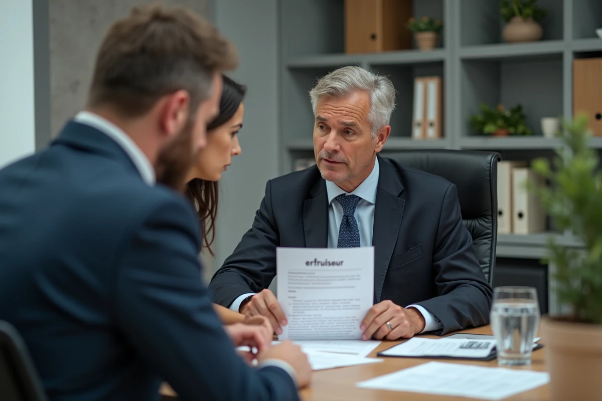 Conseiller bancaire aidant un couple à remplir un formulaire