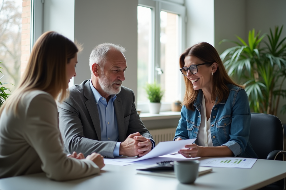 Conseiller financier rencontrant un couple pour la retraite