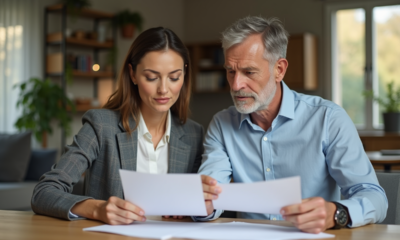 Couple d'adultes travaillant à la cuisine lumineuse