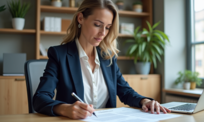 Femme d'affaires en réunion dans un bureau moderne
