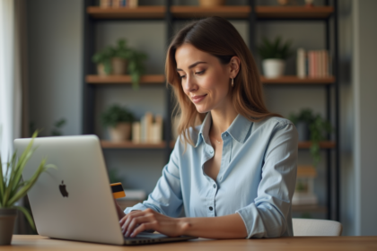 Femme en tenue casual gérant ses collections numériques