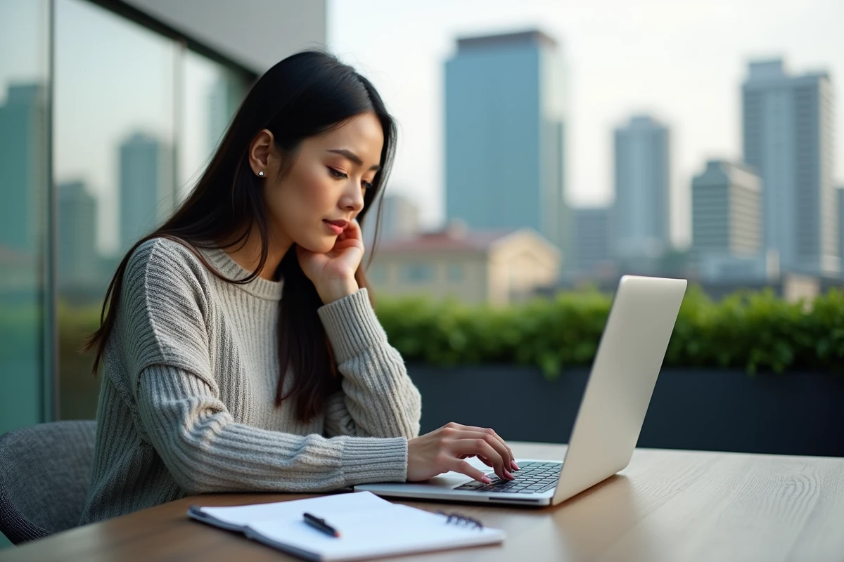Jeune femme en extérieur étudiant des graphiques boursiers