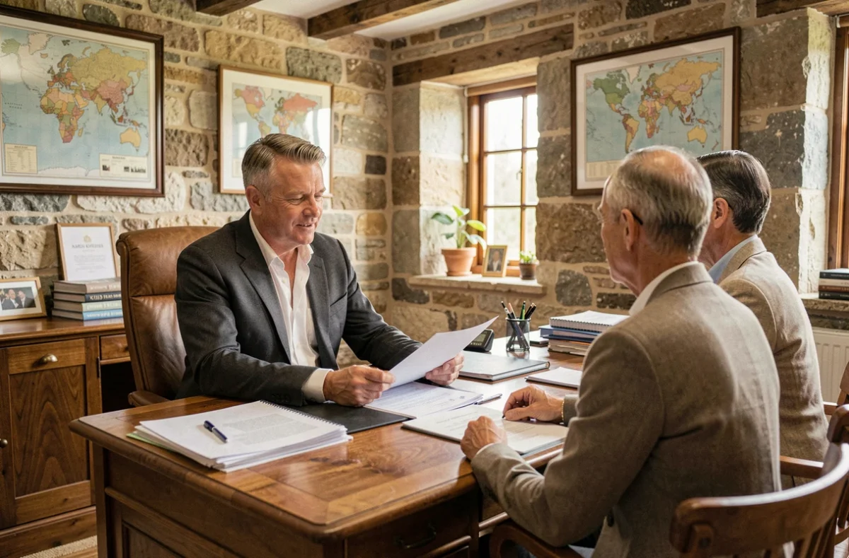 Courtier FVP Courtage en Lorraine conseillant un couple sur leur assurance emprunteur dans un bureau régional