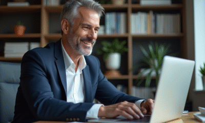 Homme d'âge moyen analysant des graphiques financiers dans un bureau moderne
