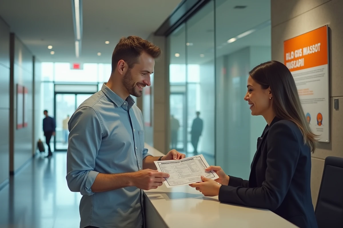 Homme remettant une pièce d