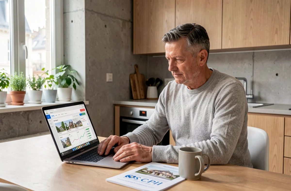 Investisseur particulier consultant l'évolution de la valeur de retrait d'une SCPI depuis son domicile
