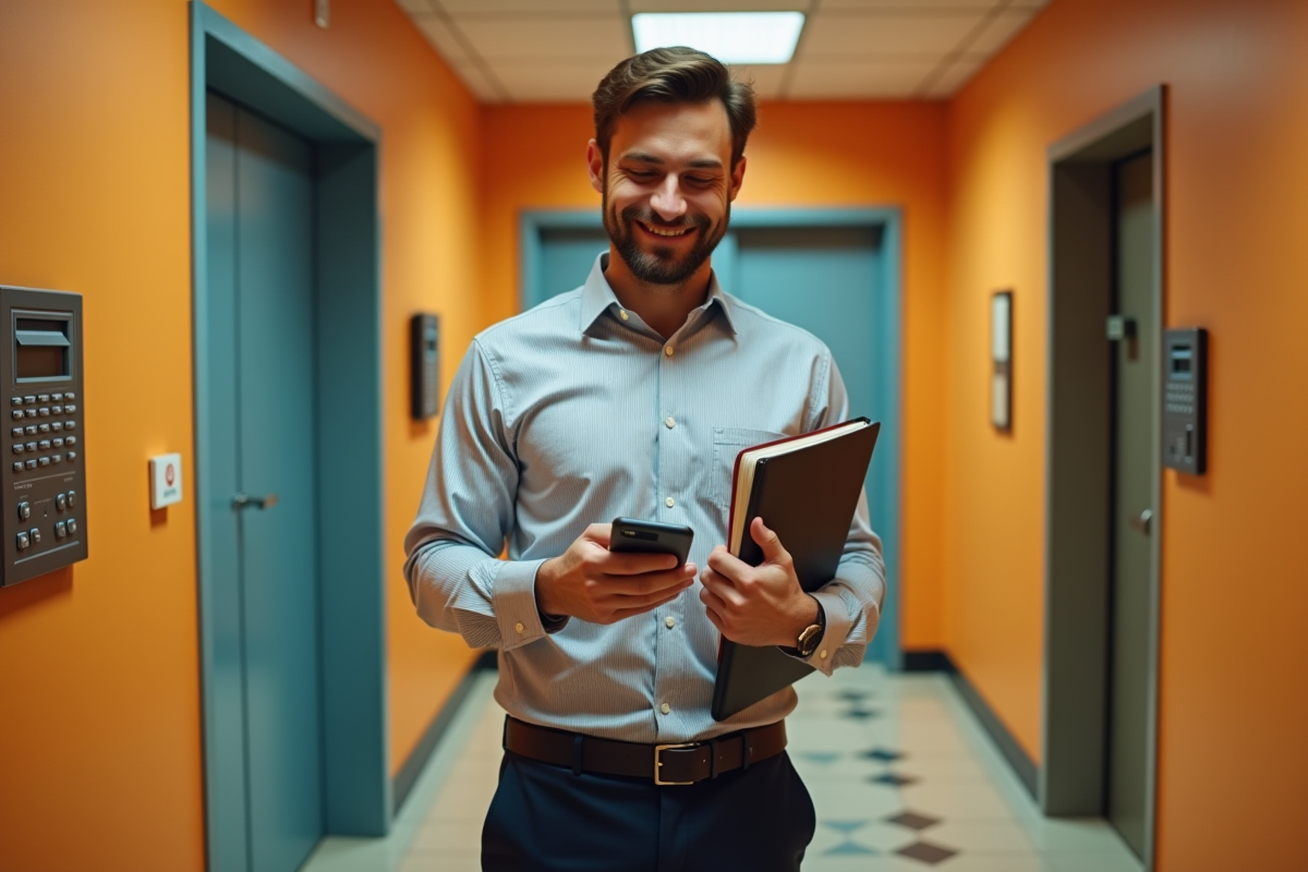 Jeune homme dans le hall d