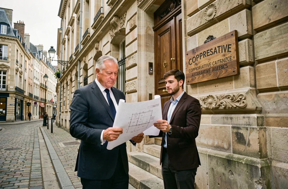 Un conseiller de la coopérative immobilière historique Keredes Promotion Immobiliere devant un bâtiment en pierre de Rennes