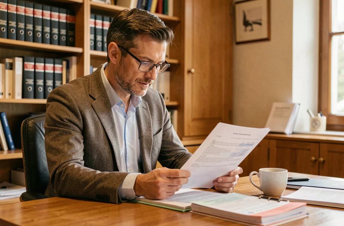 Courtier indépendant de Lhorassur en Isère analysant un contrat d'assurance à son bureau