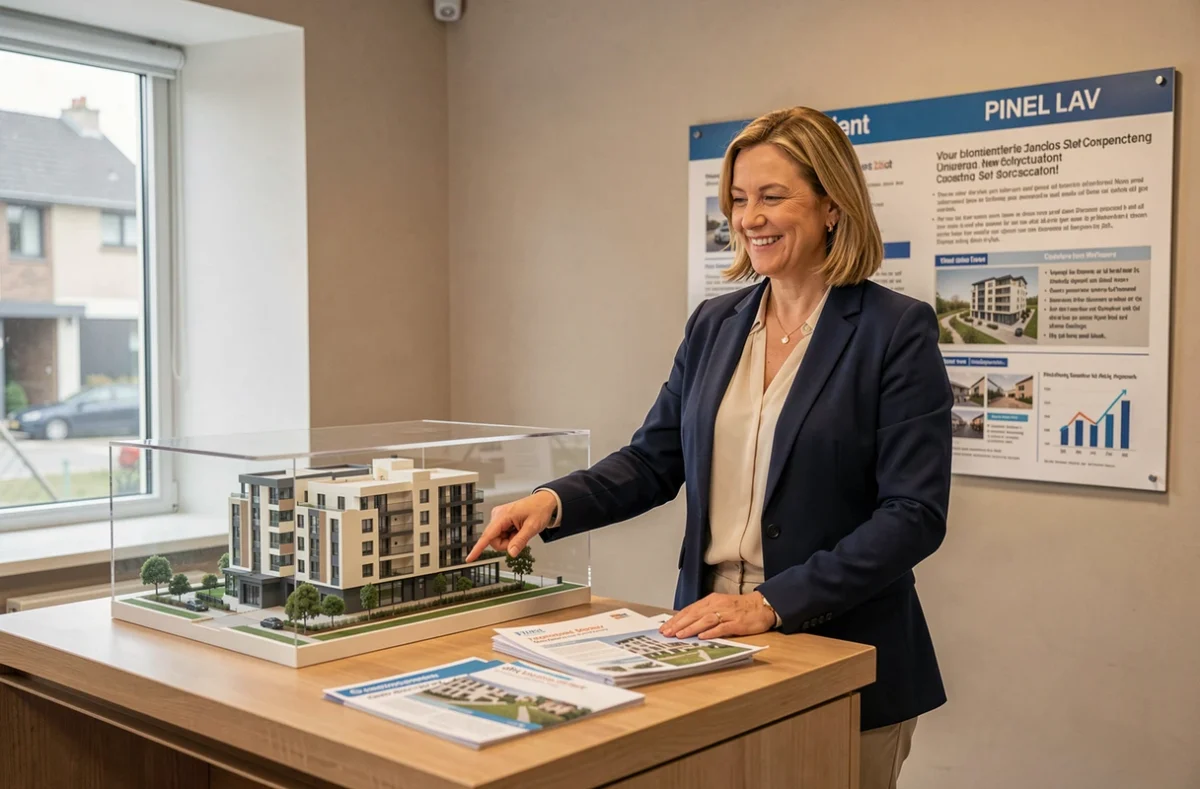 Une conseillère de Nexity présente des programmes neufs et des dispositifs de défiscalisation immobilière en Bretagne