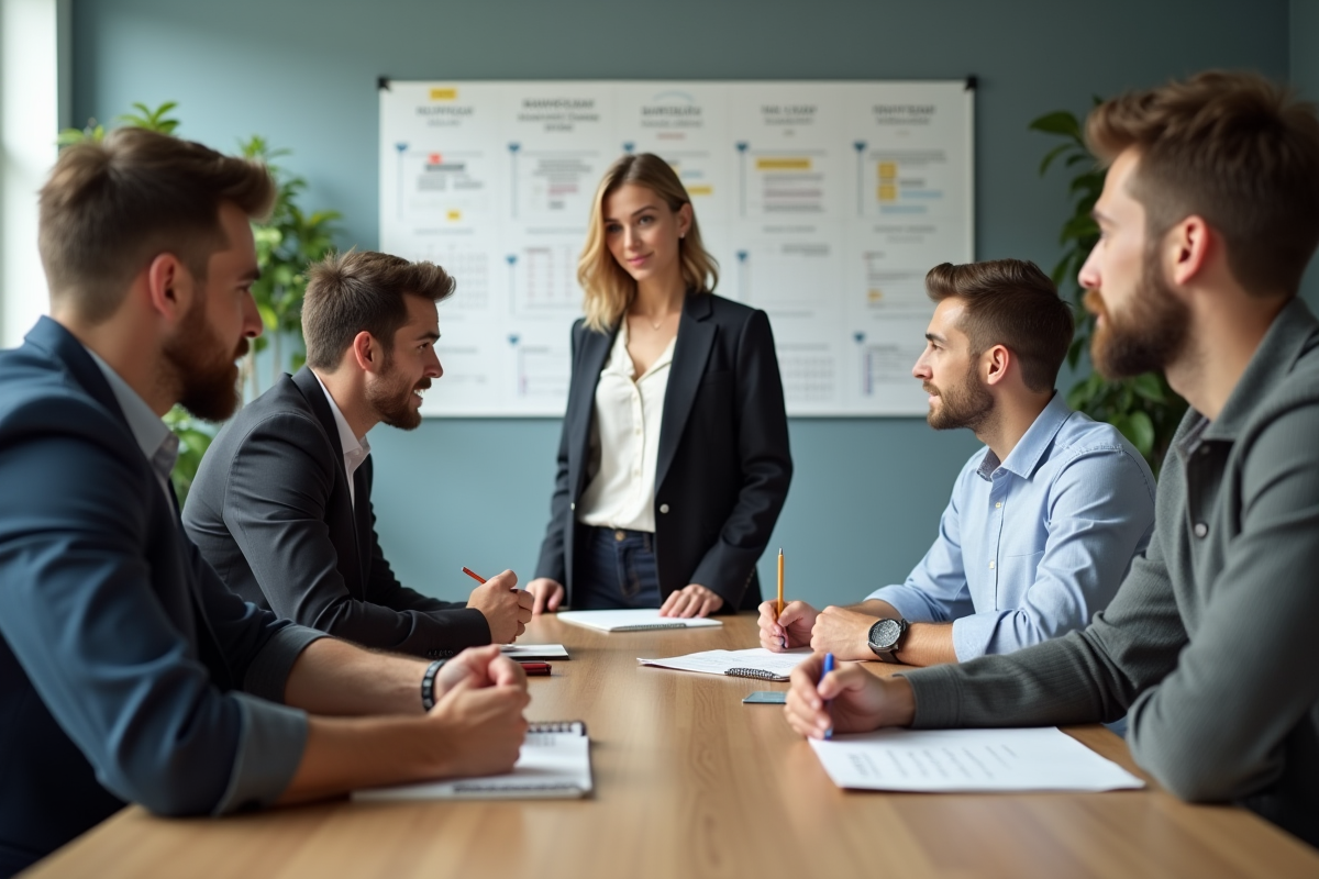 Groupe de jeunes professionnels en réunion de brainstorming