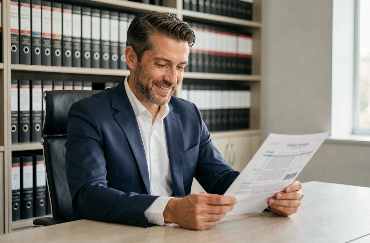 Courtier professionnel d'assurance SFP Courtage Alexandre Dervieux dans son bureau à Grenoble